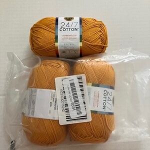 Lion Brand 24/7 Cotton 3 skeins Goldenrod